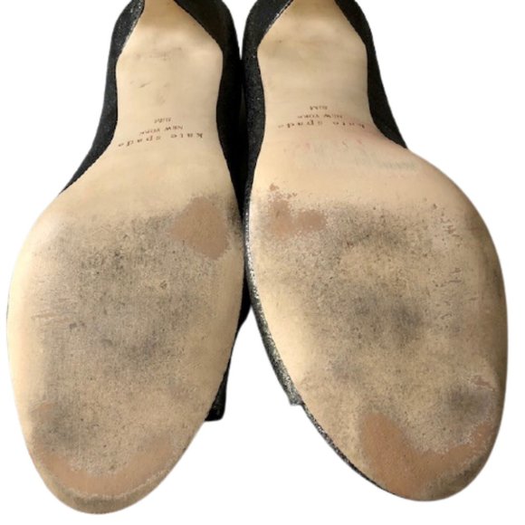 Kate Spade Platinum Sparkly Peep Toe Bow Pumps - 8.5M - Picture 9 of 11